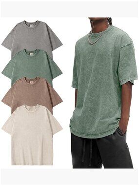 Heavyweight Cotton Oversized T-Shirts Vintage Washed Loose Fit Unisex